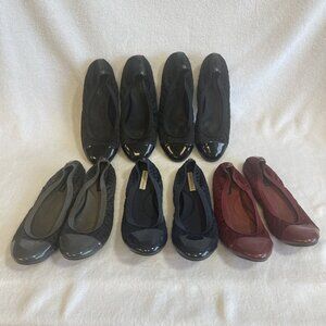 Dana Buchman Size 7.5 Ballet Flat Bundle 5 Pair‎ Quilted Red Navy Gray Black (2)